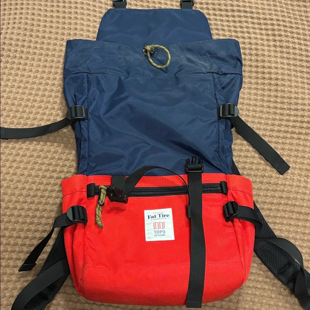 Topo Designs Red & Navy new Belgium Fat Tire Backpack